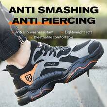 Steel Toe Sneakers For Men Shoes Comfortable Puncture Proof Slip-Resistant Work Shoes - Black - View 6