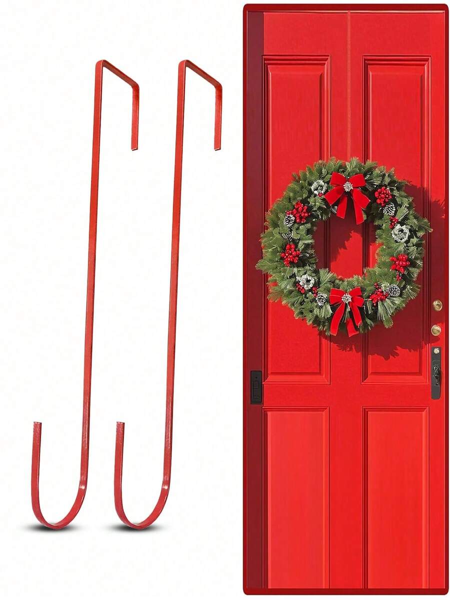 2 pezzi - Ganci per ghirlanda natalizia, appendiabiti per ghirlanda da 30 cm, ganci appendiabiti per ghirlanda natalizia, appendiabiti per ghirlanda per porta d'ingresso, ganci per vasi di fiori, decorazioni per ghirlanda da festa, appendiabiti in metallo per cartello di benvenuto, per vari usi di stoccaggio, appendere mangiatoie per uccelli, vasi di fiori, recinzioni, pali per piscine, appendiabiti, varie ghirlande natalizie, decorazioni invernali per la stanza
