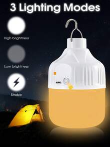 Lanterne de camping LED rechargeable, lumière de tente portable multifonctionnelle, ampoule LED d'urgence avec chargement USB, idéale pour les pannes de courant, le camping sous tente, la pêche. Ampoule extérieure rechargeable USB avec différents niveaux de luminosité pour les vendeurs, les urgences, les marchés de nuit, le camping et l'élevage. Portable et pratique pour remplacer les ampoules.