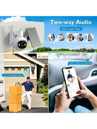 3MP 360° Panoramic View Solar Powered Security Camera, 2.4G/5G WiFi, Outdoor PTZ Auto Tracking, AI Face Detection, 24/7 Recording, Motion Sensor, Siren, Two Way Audio, Remote Monitoring, HD Video, Easy Installation, Home Security, Mobile App view 4