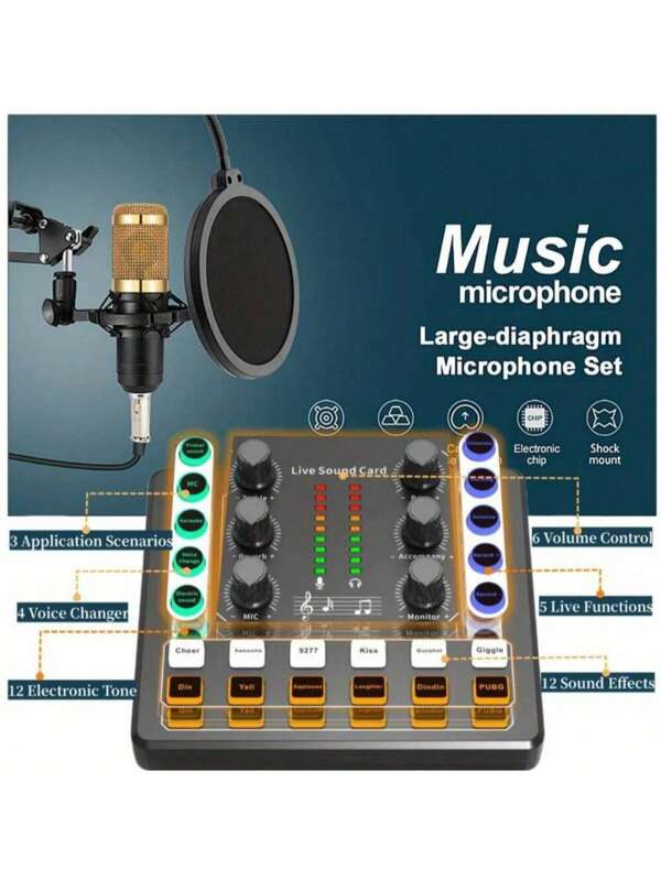 LMBGM BM-800 Podcast Equipment Bundle, With M8 Audio Interface With Cardioid Designer MicCondenser Studio For Laptop Computer Vlog Living Broadcast Live Streaming