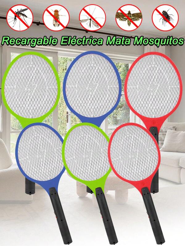 6 Piezas Matamoscas eléctrico, moscas recargables,exterminador de insectos, mata moscas recargable, raqueta para insectos, Control de plagas portátil al aire libre para acamparpara el hogar matamoscas, jardín.