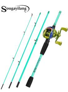 SOUGAYILANG CASTING COMBO SET: 7.2:1 High-Speed Baitcasting Reel (17+1 BB, CNC Aluminum Spool, 5+1 Magnetic Brake) + 30T Carbon Matrix Casting Rod (4-Piece Travel Design, EVA Handle, ABS Reel Seat) - Back To School Fishing Gear For College/Teen Anglers - Multicolor - View 15