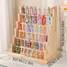 Wooden Bead Bracelet Display Stand, DIY Jewelry Organizer, Handmade Crafts Storage Rack, No Power Required, Artistic Bead Necklace Holder For Stalls, DIY Jewelry Display And Packaging Supplies