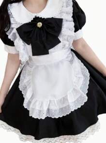 多巴胺女仆装，洛丽塔废土风格蝴蝶结连衣裙，动漫角色扮演围裙万圣节，派对礼服