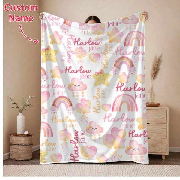 Personalized Watercolor Princess Blanket, Custom Name Baby Girl Fleece Blanket, Princess Birthday Kid Gifts, Princess Character Quilt RE