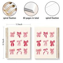 Cute Pink Bow Notebook Journal For Women Teen Girls 5.5x8.3 Spiral Notebook For School Office Work Note Taking Writing Bible Study Daily - 紅弓 - 查看 2