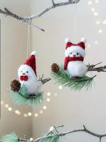 1 件/3 件可爱毛绒鸟饰品 - 鸟儿栖息在树枝上，节日挂饰，圣诞树装饰，生日庆祝，独特礼物，家居装饰 - 彩色 - 查看 6