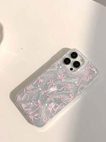 1 pieza Funda de teléfono suave con patrón de lunares y lazo rosa, compatible con iPhone 11/12/13/14/15/16 Pro Max, resistente al agua, a los golpes y a los arañazos - Multicolor - Ver 3