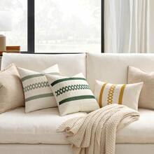 Velvet Decorative Throw Pillows Embroidered Decorative Throw Pillows Outdoor Decorative Throw PillowSet Of 2 Sage Green Boho Decorative Pillow Covers 18x18 Inch Farmhouse Rustic Couch Throw Pillows Modern Summer Cotton Cushion Covers Retro Cute Macrame Woven Home Decor For Bed Sofa ChairBohemian Decorative Throw Pillows Customized Decorative Throw Pillows - 鼠尾草綠 - 查看 2