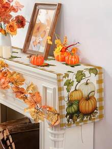 1 pièce/10 pièces Chemin de table motif citrouille d'automne, chemin de table de Thanksgiving, décoration de table de festival des récoltes, décoration de maison saisonnière, style ferme, matériau , 33*91CM/33*183CM/33*274CM, 3 options de taille, fournitures de fête d'intérieur et d'extérieur, décoration thème citrouille, décoration de chambre. Convient pour la décoration de cuisine à la maison et la décoration de fête