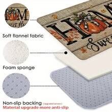 1 pieza Felpudo de entrada con estampado de calabaza de Acción de Gracias, alfombra suave antideslizante y absorbente lavable para cocina, decoración festiva y acogedora para el hogar, alfombra rectangular de pelo corto para sala de estar, dormitorio, cocina, lavandería, baño - Multicolor - Ver 10