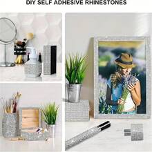 1/3pcs Self-Adhesive Crystal Rhinestone Diamond Ribbon - DIY Diamond Ribbon Stickers With 2 Mm Rhinestones For Arts Crafts,Bling Silver Ribbon Rolls For Phone,Car Decoration - Silver - View 11