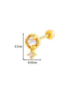 Toppiercing 1 件简约铜锆石心形不锈钢轴时尚百搭耳骨耳环