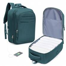 带 USB 充电端口的简易旅行背包，适合男士的 14-15.6 英寸笔记本电脑背包，大容量学校背包，周末背包，随身背包，徒步旅行背包，防水旅行必备品，配有行李带设计，适合户外工作度假旅行必备 - 彩色 - 查看 15