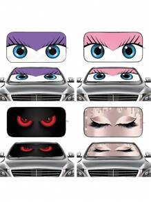 59.06" X 27.5" Foldable Car Windshield Sunshade - Innovative & Fun Auto Sun Visor Provides Maximum Protection, Keeps Your Vehicle Cool - Beautiful Eyelashes - View 1