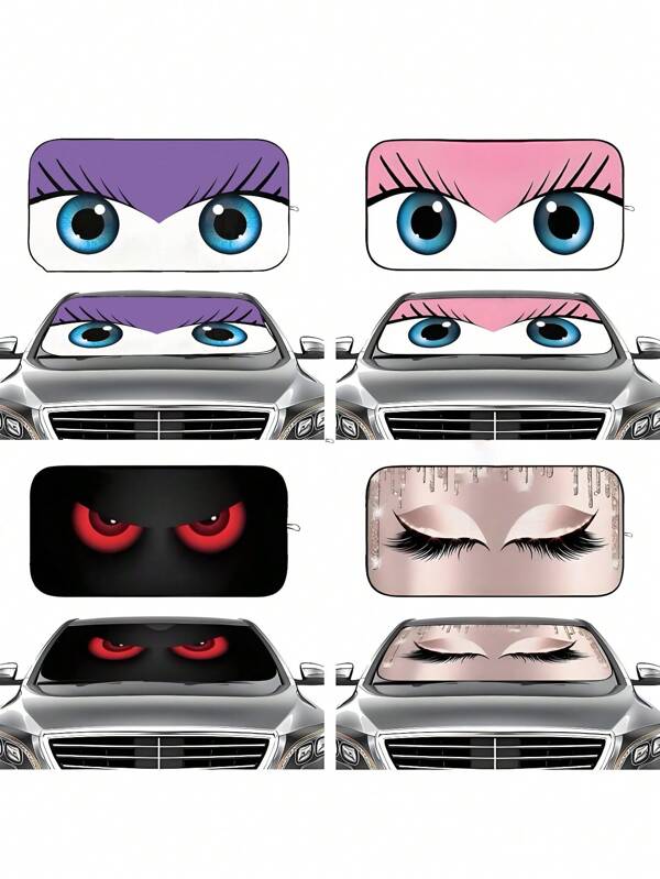 59.06 英寸 X 27.5 英寸可折叠汽车挡风玻璃遮阳板 - 创新有趣的汽车遮阳板提供最大程度的保护，让您的车辆保持凉爽