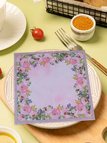 1 包 20 张花卉印花纸巾，一次性双层方形餐巾，适合生日、婚礼、派对主题、厨房和家庭使用