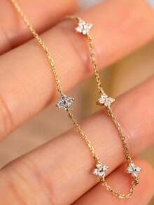 1 chiếc vòng cổ cỏ bốn lá may mắn, dây chuyền choker cao cấp thanh lịch bằng thép không gỉ, dây chuyền xương đòn dài thời trang không phai màu, dây chuyền vàng tua rua duyên dáng, quà tặng cho phụ nữ, ngày lễ tình nhân, ngày của mẹ - Vàng - Xem 2