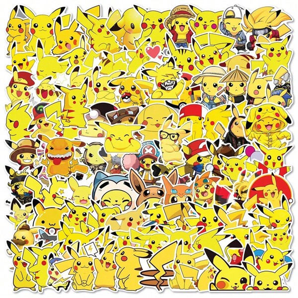 pokemon Cute Cartoon Anime Pokemon Stickers Toys Kawaii Poke Ball Pikachu Character Decals Skateboard Laptop Waterproof Sticker