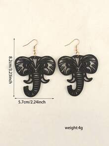 3 对/套镂空动物大象图案吊坠木质耳环，休闲独特，适合女士 - 多色A 3對/套 - 查看 3