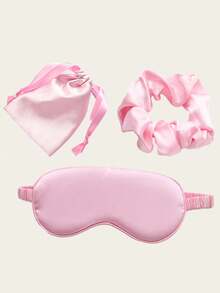 Satin Sleep Eye Mask Set, Silk Satin Sleep Mask, Hair Scrunchie, Blackout Eye Mask, Blindfold, Bridesmaid Gift, Pink. Silk Satin Sleep Mask, Pink Sleep Mask, Blackout Eye Mask, Unisex, Soft Breathable Blindfold, Travel, Bridesmaid Gift, Home Decor, Suitable For Bedroom, Travel, Office, School, Back To School - Multicolor - View 11