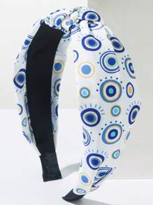 Bandana de Moda Coreana com Estampa de Olho de Demônio em Tecido, Acessório de Cabelo Versátil Minimalista com Coroa Alta Personalizada para Mulheres, Faixa de Cabelo, Tiara