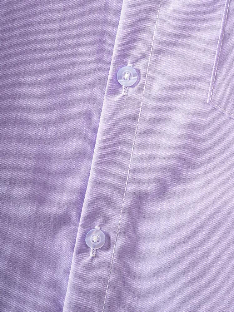 Klassisk, lila, långärmad skjorta med fickor för pojkar och barn, lämplig för formella sammankomster, ringbärare och olika formella tillfällen. - Blåröd - Visa 6