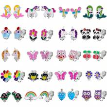 20 Pairs Clip-On Earrings - Cute Animal Designs, Non-Pierced For Girls Halloween Christmas New Year