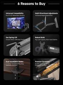 Lenovo Display Screen Stand, Adjustable Support Arm, Height And Angle Adjustable, Computer Stand Mechanical Arm, Display Heightening Frame, Screen Stand Compatible With 13-32 Inches.