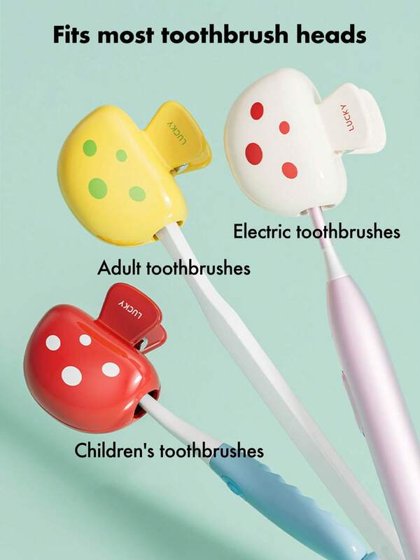 1 pieza/2/3 piezas Soporte para cepillo de dientes con forma de hongo, Cubierta protectora para cabezal de cepillo de dientes de viaje con diseño "SUERTE", Material ABS reforzado, Agarre fuerte y múltiples colores, Apto para uso diario, viajes, viajes de negocios, hoteles, hogar y vuelta al colegio