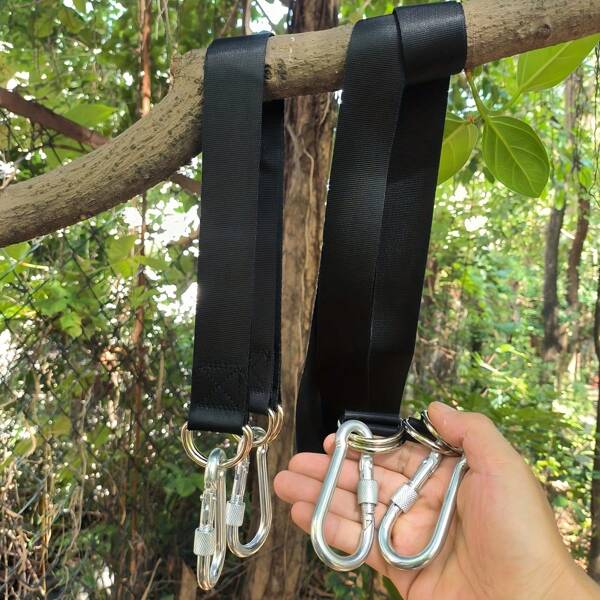 Set de 4 piezas (2 correas + 2 ganchos) Kit de colgado de columpio de árbol de alta resistencia, hebilla ajustable, apto para todo tipo de columpios, accesorios de parque infantil, correas multifuncionales - Exterior | Camping | Decoración del patio, cuerda colgante para estantería de almacenamiento