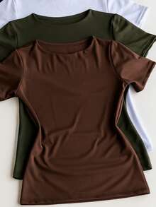 Kit 4 Women's Double Suplex Blouse Basic Elegant Blogger - Black, White, Green and Brown - View 3