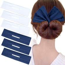 6 件套发髻制作器灵巧发髻扭转器灵活甜甜圈发髻松垮法式卷发器发髻夹配件适合女性女孩长而浓密的稀疏头发，发型设计套装，美发工具套装，发饰 - 6pcs白色/藏青色 - 查看 9