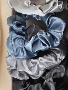 1109 件女孩发饰套装，基本款尼龙马尾辫发带，黑棕色缎面发圈，中性色弹力橡皮筋头带，辫子制作器发型工具套装头饰日常发饰 - 彩色 - 查看 3