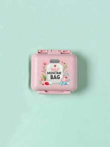 6-Compartment Portable Mini Pill Box, Pink Small Medicine Box Printed With "Medicine" Letter, Can Store 6-Day Medication, Travel Pill Case, 6-Grid Compact Pill Organizer, Daily Vitamin Box, Pocket/Wallet Sized, Letter ID Hanging Storage Box For Earrings, Rings, Jewelry, Household & Travel Essential - Pink - View 12