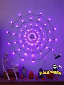 1 件恐怖万圣节 LED 蜘蛛网灯 - 70 个灯泡，8 种模式，USB 供电，适合室内派对和装饰（不含蜘蛛） - 黑色 - 查看 7