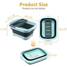 2.77 Gallon 10.5L Collapsible Dish Basin With Drain Plug Outdoor Multiuse Foldable Sink Tub Dishpan Wash Basin Portable Kitchen Storage Tray For Camping RV Beverage Bucket - màu xanh lá - Xem 3