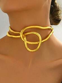 1件高品质弹性可调节女士项链，可作颈链、项链或手链佩戴，适合日常佩戴和参加派对，女士配饰，礼品 - 金色 - 查看 1