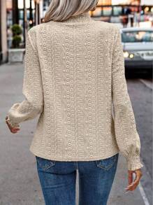 Jacquard Round Neck Long-Sleeve T-Shirt