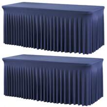 1 pieza Mantel de mesa de tela de espándex blanco, resistente a las arrugas y lavable, se ajusta a mesas de comedor rectangulares, funda elástica para mesa de patio, adecuada para bodas, banquetes, fiestas, estilo Ins de lujo, mantel elástico blanco para hotel, banquete, cumpleaños, conferencia