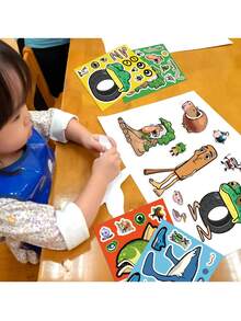 8Sheets New Italian Brainrot AI Animals Make A Fece Puzzle Sticker Funny Tungtungtung Sahur Notebook Laptop Guitar Skateboard Phone Decor Stickers