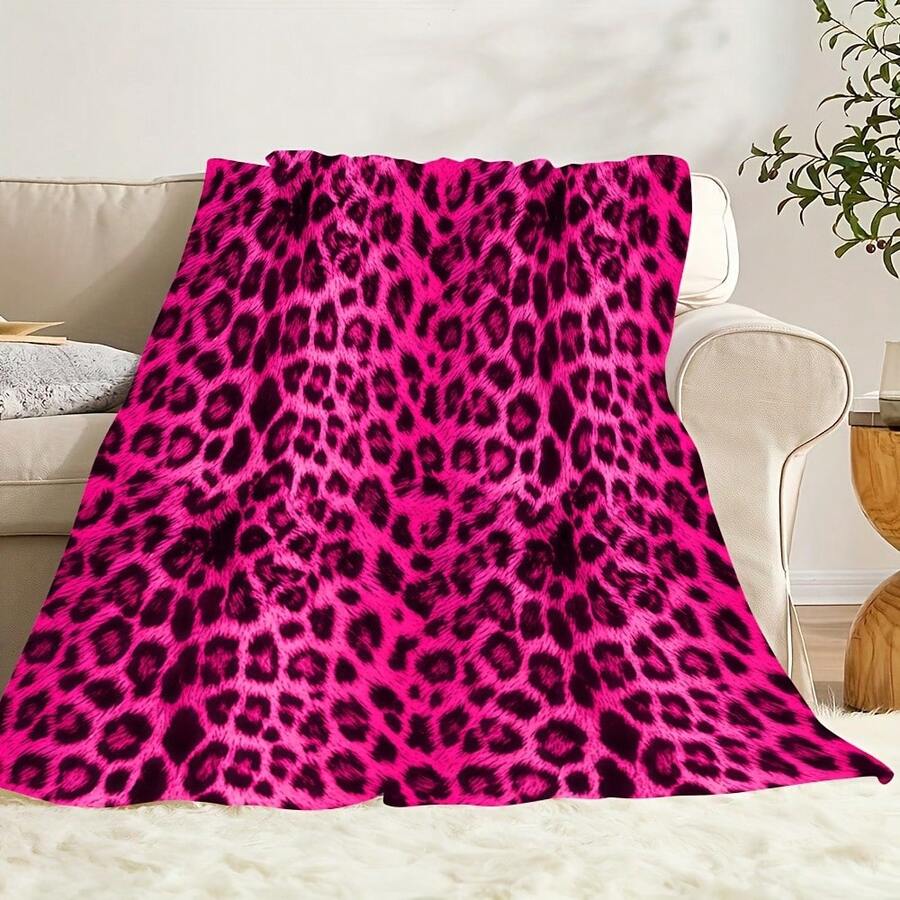 Colorful Leopard Print Blanket, Warm & Versatile For , Adds A Modern Touch To Your Home, Creating A Comfortable Bedroom Style.  Super Soft Flannel Printed  Blanket,As Birthday Gifts, Family, Wedding, Souvenir Blankets, Polyester Blankets Suitable For All Seasons, Washable, Machine Washable, Lightweight, Breathable, Comfortable, Warm, Unique, 280gsm For Him, Her Personalized Ideal Gifts For Her, Him, Family, Boyfriend, Girlfriend, Father, Family, Mother, Lover, Daughter, Son, Grandfather, Grandmother, Teacher,Doctor, Nurse,Friend, Classmate, Pet.Perfect Nap, Camping, Travel, Home, Daily Life, Office Decoration, Birthday, Anniversary, Valentine's Day, Thanksgiving, Graduation Season,Christmas, Halloween, Mother's Day, Father's Day, Wedding, New Year Gifts ,Sofa,Bed,Car,Bedroom,Living Room,Office,  Outdoor Camping, Beach,Wall Decoration - 多色6 - 查看 1
