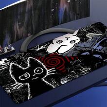 1pc Dark Punk Anime Mousepad XL Creepy Cat Gaming Mat Grunge Desk Pad For Gamers Neon Aesthetic Mouse Pad For PC Setup Dark Punk Anime Gift