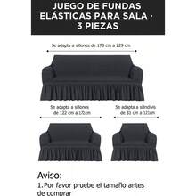 AMOROSA 3 Pieza Funda Cubre Sala con Falda Tipo Plumeti Funda de Sofá Lavable Elástica Fácil de Instalar Fundas para Sillones Sala  (1 plaza, 2 plazas, 3 plazas) Decoración Sala Gris Oscuro - Gris Oscuro - Ver 7