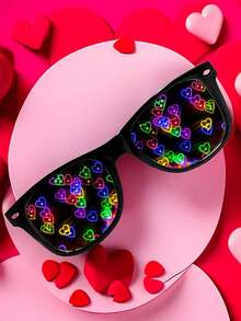 2pcs Heart-Shaped Diffraction Fireworks Party Glasses - 1*black Frame/all Gray/star+1*black Frame/all Gray/heart - View 5