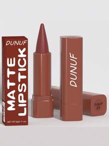 DUNUF 5pcs Matte Lip Liner And Lipstick Set - Crayon Form, Cone Tip, Easy Contour, Universal Skin Types, Dual-Use, Brown And Mixed Ton - 彩色 - 查看 11