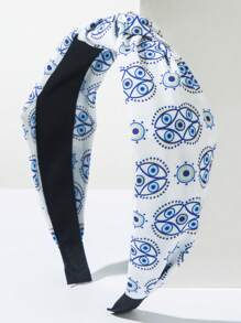 Bandana de Moda Coreana com Estampa de Olho de Demônio em Tecido, Acessório de Cabelo Versátil Minimalista com Coroa Alta Personalizada para Mulheres, Faixa de Cabelo, Tiara