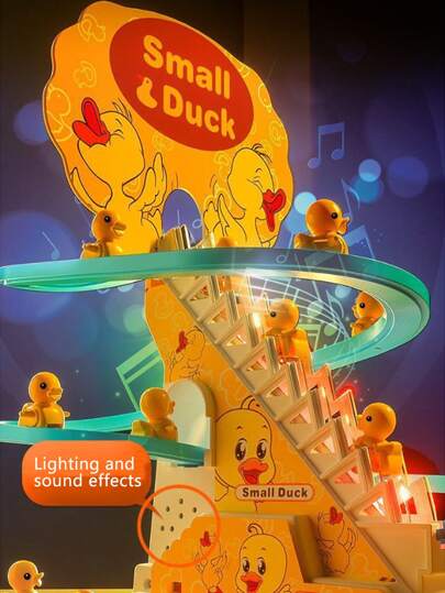 1 Set - Duck Slide - Duck Climbing Stairs Toy - Infant Sound & Light Toy - Track Light Toy - Musical Duck Auto Climbing Stairs - Children Toy - Birthday Gift - Easter Gift - Christmas Gift - Perfect Gift - Present - Kids Toy