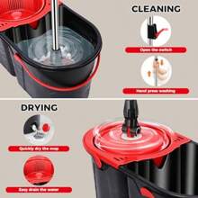 2025 Popular Styles Spin Mop And Bucket With Wringer Set For Home360° Mop And Bucket With Separate Clean And Dirty Water Wet Dust Mop For Floor Cleaning With 3 Mop HeadsFamily Choice
